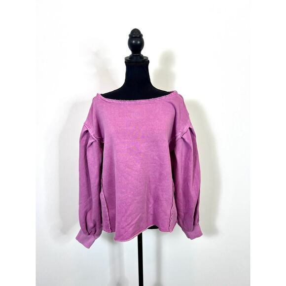 We The Free Rosey Pullover Sweater in Pink Size XS Pleated Knit Boho Outdoor - Picture 2 of 6